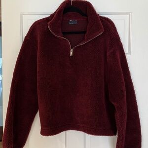 Fleece, burgundy, sherpa